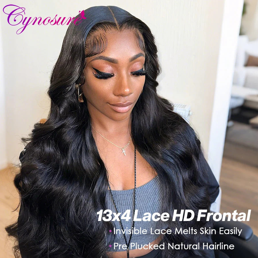 Cynosure Hair 13x4 Body Wave Lace Front Human Hair Wig Pre Plucked 200% Density HD Full Lace Frontal Human Hair Wig for Women