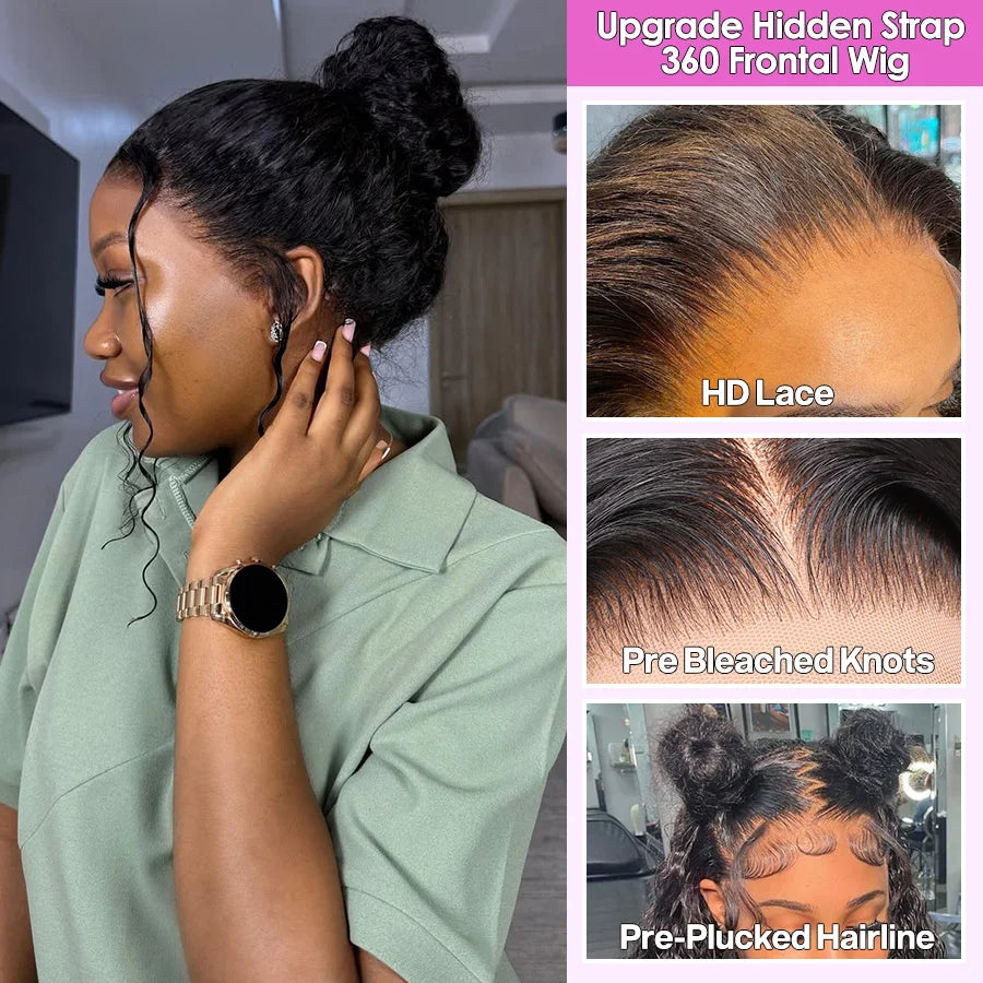 Cynosure 360 Full Lace Wig Human Hair Pre Plucked HD Lace Front Human Hair Wig Hidden Strap 360 Water Wave Wig for Women