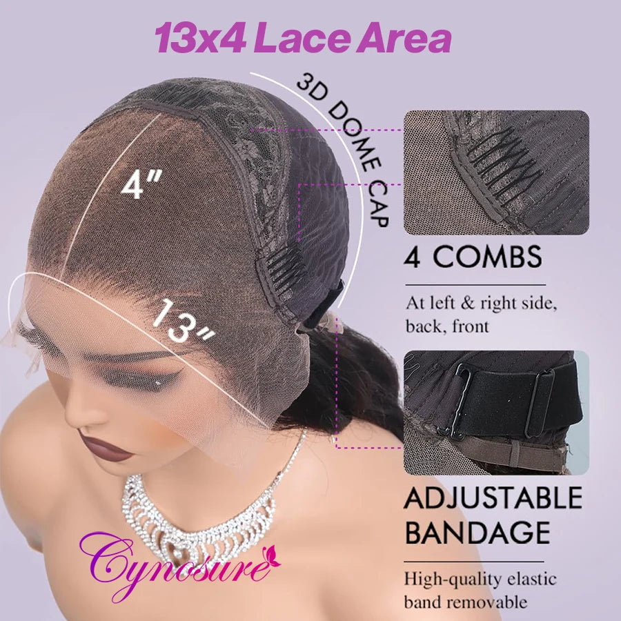 Cynosure Hair 13x4 Body Wave Lace Front Human Hair Wig Pre Plucked 200% Density HD Full Lace Frontal Human Hair Wig for Women