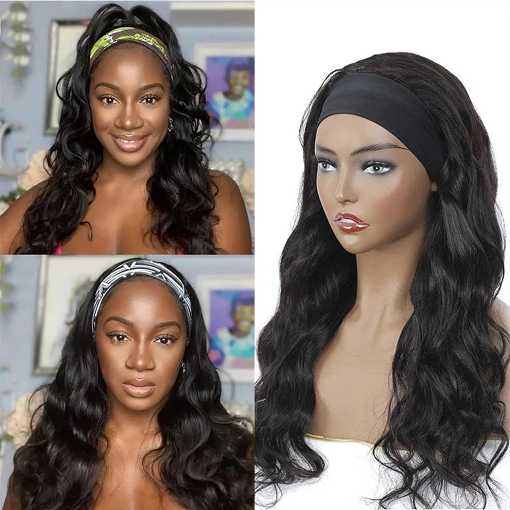 Body Wave Headband Wigs Human Hair 180% Density Remy Human Hair Wigs For Black Women 34 inch Glueless Wig Wear Esay to Go Wig