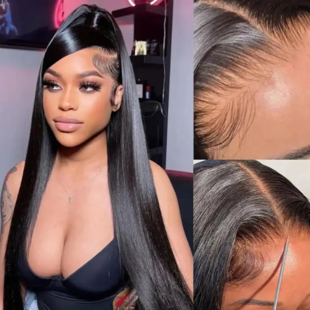 Bone Straight Lace Front Wigs 13x4 Transparent Lace Frontal Wigs Glueless Pre Plucked Lace Wigs Straight Human Hair for Women