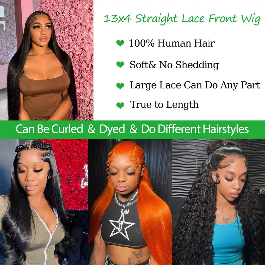 Bone Straight Lace Front Wigs 13x4 Transparent Lace Frontal Wigs Glueless Pre Plucked Lace Wigs Straight Human Hair for Women