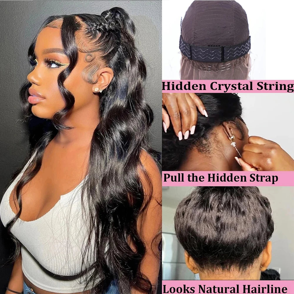 Body Wave HD 360 Lace Front Wig Human Hair Pre Cut Invisible Strap HD 360 Full Lace Wig Glueless Human Hair Wigs PrePlucked