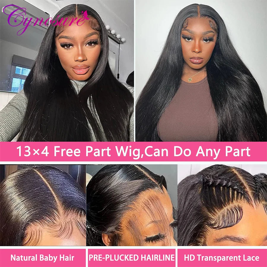 Cynosure 13x4 HD Transparent Lace Front Human Hair Wigs For Women 13x6 Brazilian Straight Pre Plucked Frontal Wig With Baby Hair