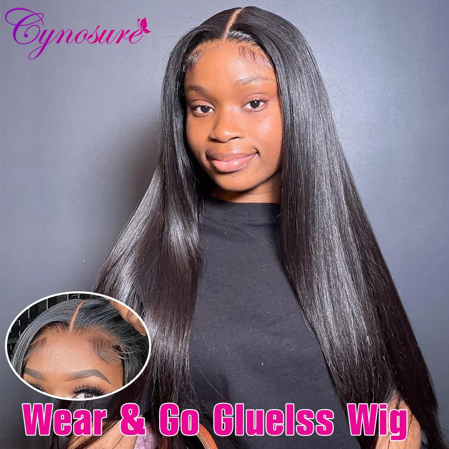 Cynosure Hair Human Hair Ready To Wear Straight Glueless Preplucked Ready To Go Wigs 8X5 HD Lace Front Wigs PreCut Lace