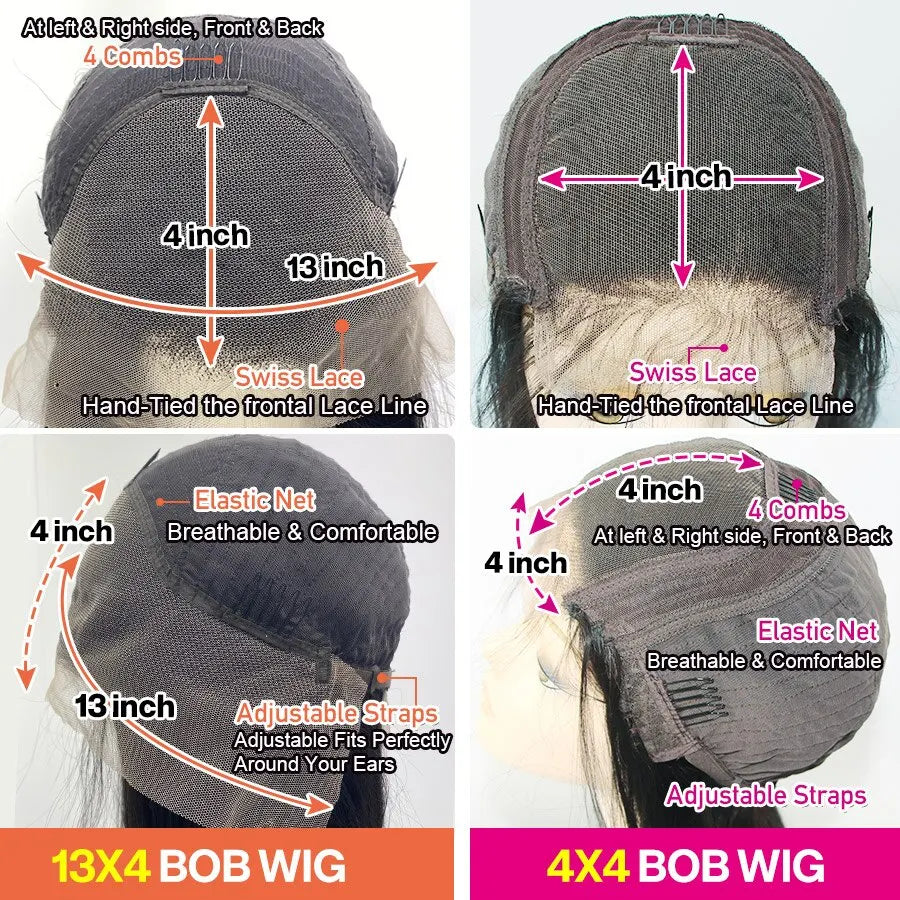 Cynosure Short Bob Wig Lace Front Human Hair Wigs For Women Pre Plucked With Baby Hair 13x4 Straight Lace Frontal Human Hair Wig