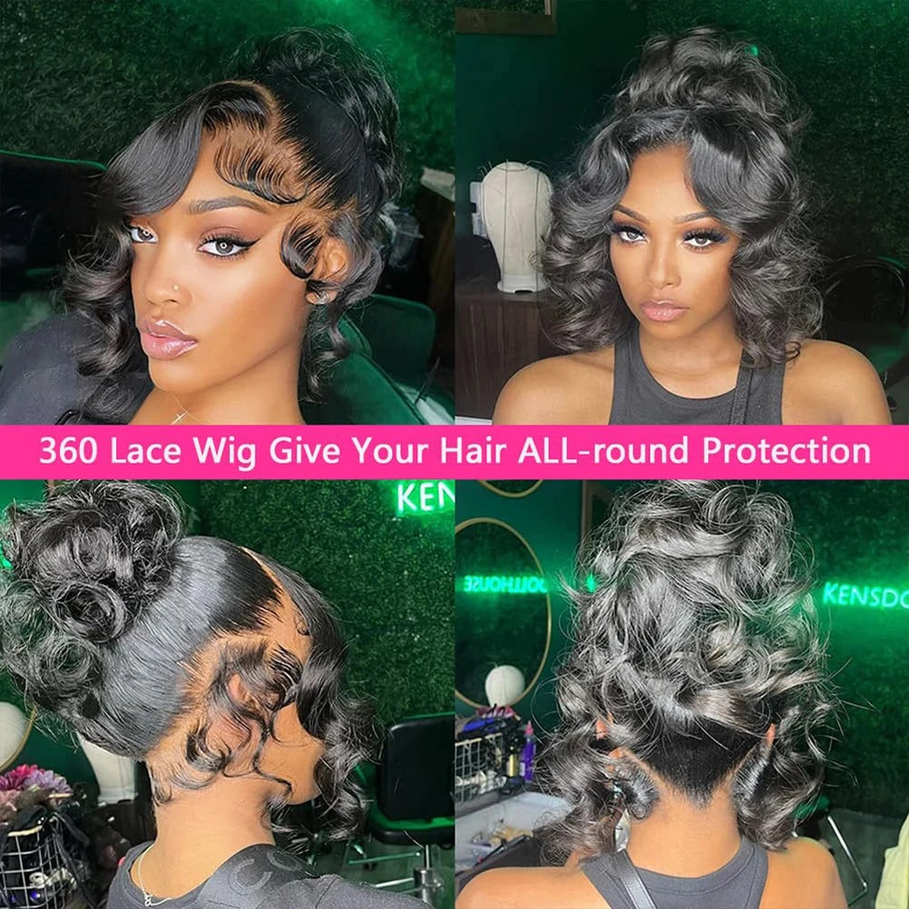 Body Wave HD 360 Lace Front Wig Human Hair Pre Cut Invisible Strap HD 360 Full Lace Wig Glueless Human Hair Wigs PrePlucked