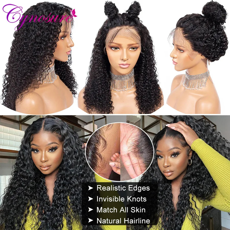 Cynosure 13x4/13x6 HD Transparent Lace Front Human Hair Wigs PrePlucked 4x4 Closure Wig Brazilian Kinky Curly Lace Frontal Wig