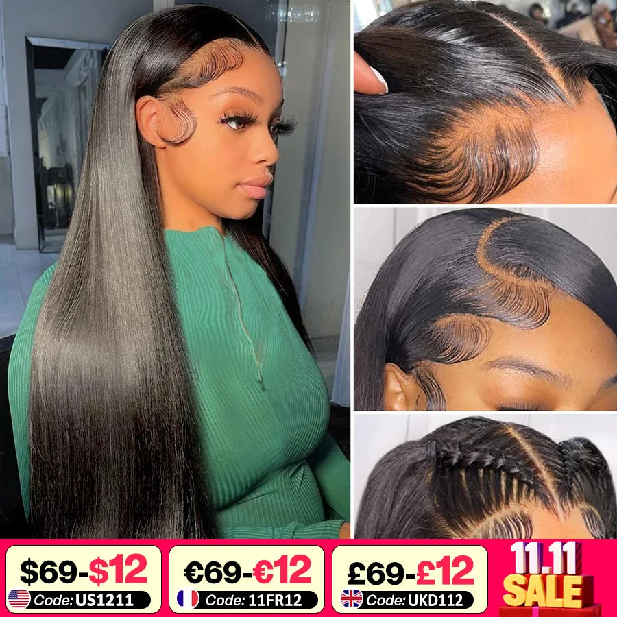 Cynosure 13X4/13X6 HD Transparent Lace Front Human Hair Wigs for Women Pre Plucked Remy Brazilian Straight Lace Frontal Wig