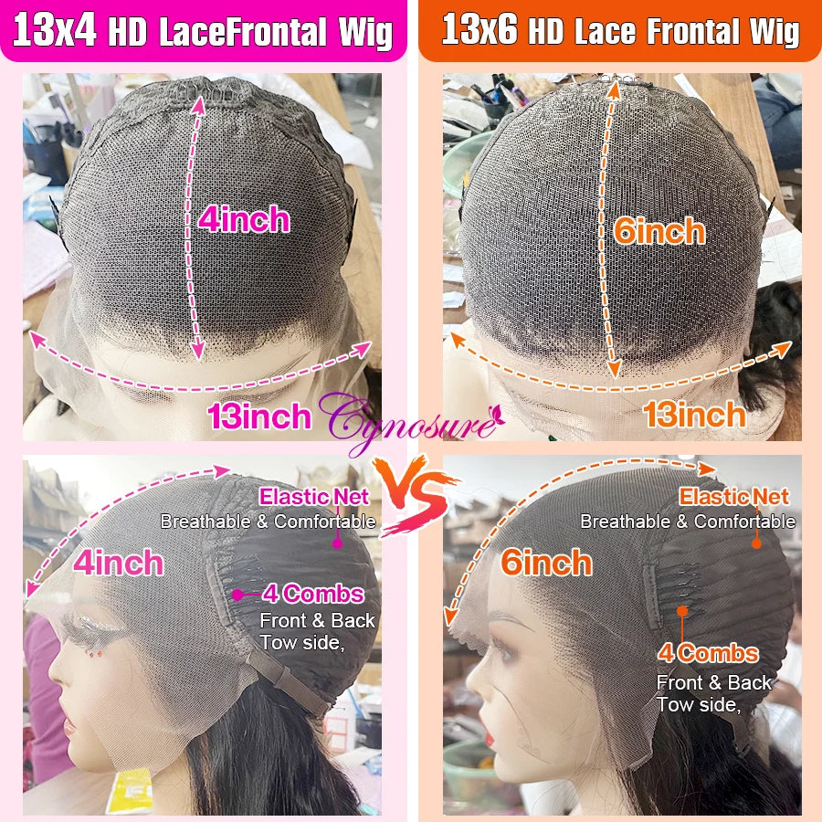 Cynosure 13x4 HD Transparent Lace Front Human Hair Wigs PrePlucked with Baby Hair Brazilian Kinky Curly 13x6 Hd Lace Frontal Wig