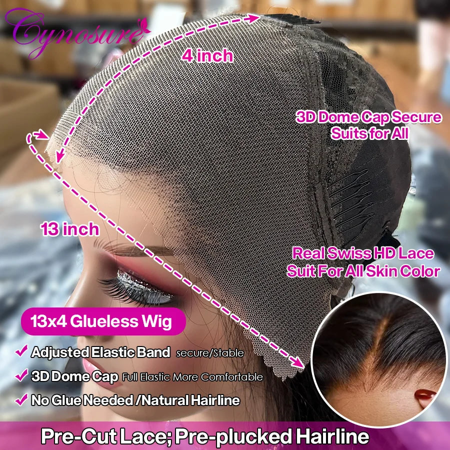 Cynosure Hair Glueless Human Hair Wig 13x4 Curly Human Hair Wig 8x5 Glueless Wig Human Hair Ready To Wear Deep Wave Wig