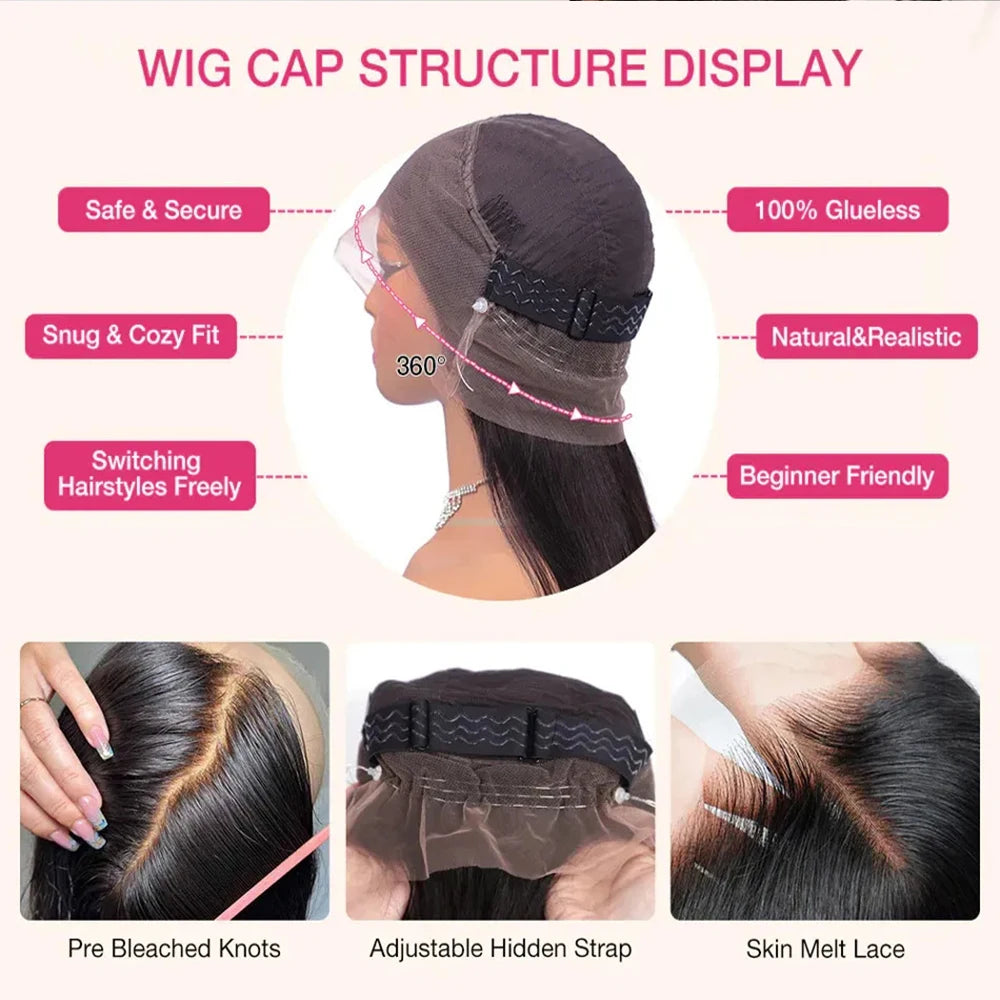 Body Wave HD 360 Lace Front Wig Human Hair Pre Cut Invisible Strap HD 360 Full Lace Wig Glueless Human Hair Wigs PrePlucked