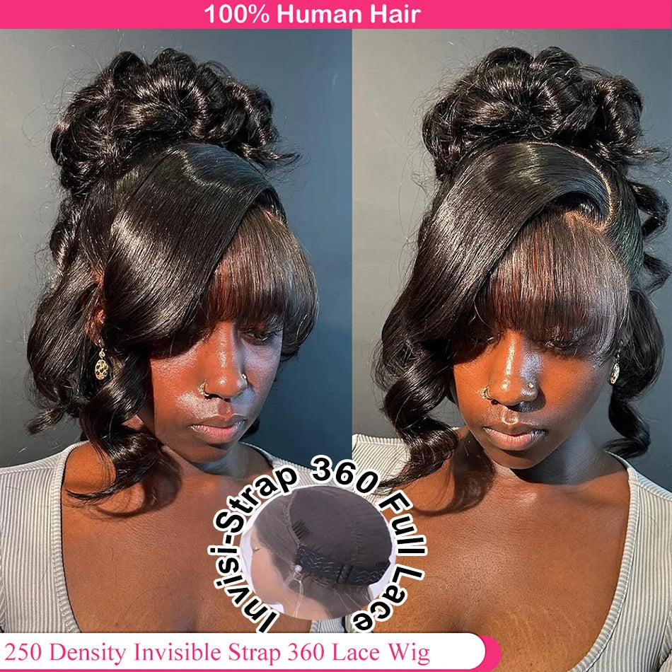 Body Wave HD 360 Lace Front Wig Human Hair Pre Cut Invisible Strap HD 360 Full Lace Wig Glueless Human Hair Wigs PrePlucked