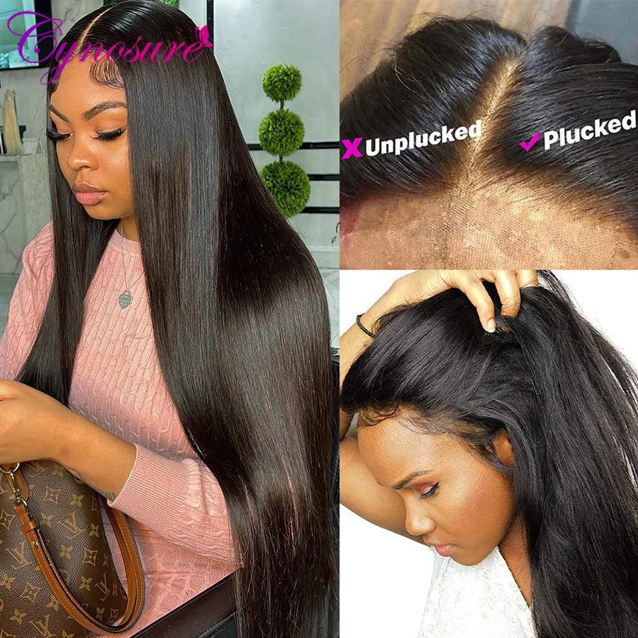 Cynosure 13x4 HD Transparent Lace Front Human Hair Wigs For Women 13x6 Brazilian Straight Pre Plucked Frontal Wig With Baby Hair