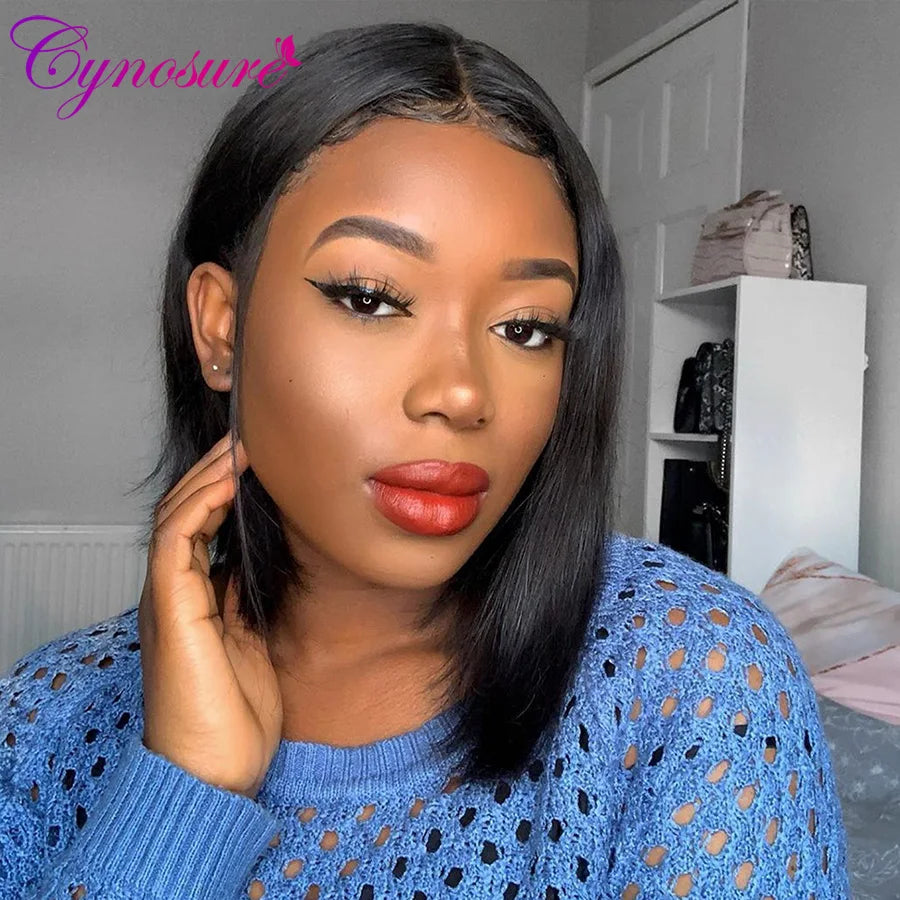 Cynosure Short Bob Wig Lace Front Human Hair Wigs For Women Pre Plucked With Baby Hair 13x4 Straight Lace Frontal Human Hair Wig