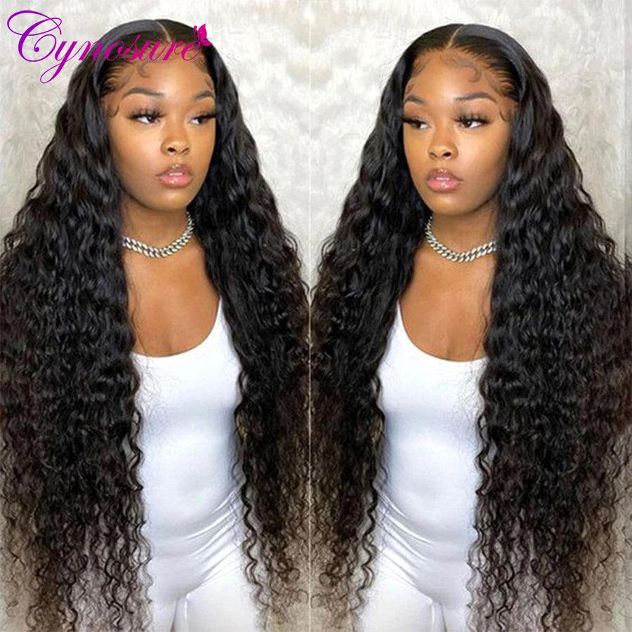 Cynosure Deep Wave Frontal Wig 13x6 HD Lace Frontal Human Hair Wigs For Women Preplucked Deep Curly Lace Front Human Hair Wigs