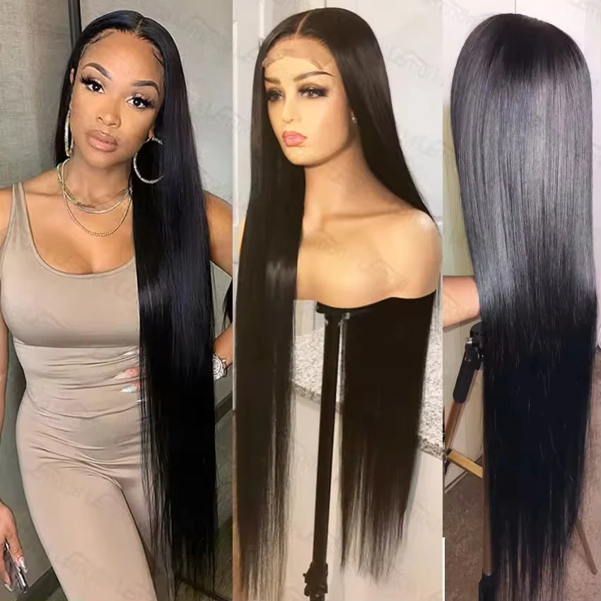 28 Inch Straight Lace Front Wigs for Black Women Brazilian HD Lace Frontal Wig 13X4 Transparent Lace Front Human Hair Wigs