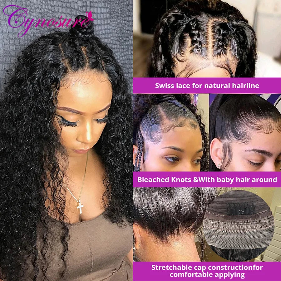 Cynosure Water Wave Lace Front Human Hair Wigs For Women PrePlucked 13x4/13x6 HD Transparent Lace Frontal Human Hair Wigs