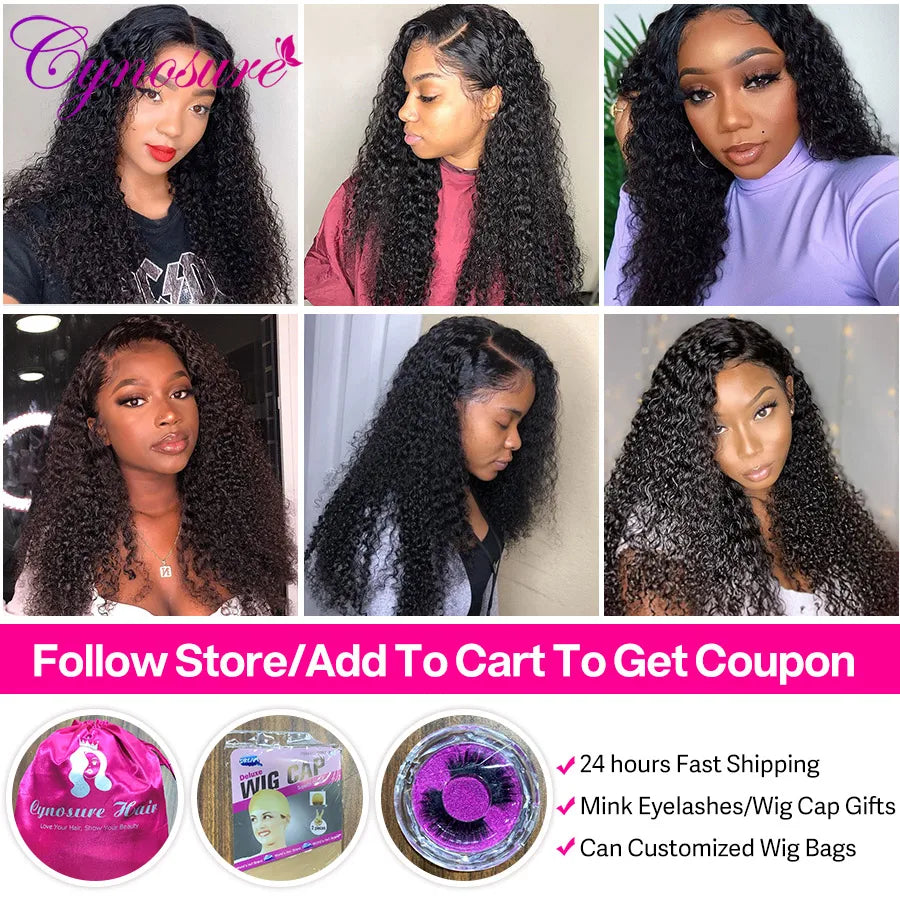 Cynosure 13x4 Curly Lace Front Human Hair Wigs For Black Women Pre Plucked Malaysian Kinky Curly 4x4 Lace Closure Wig Remy Hair