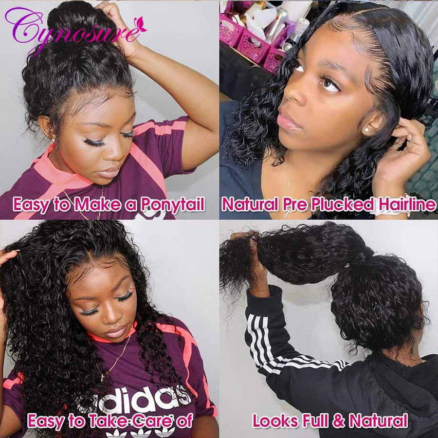 Cynosure Deep Wave Frontal Wig 13x6 HD Lace Frontal Human Hair Wigs For Women Preplucked Deep Curly Lace Front Human Hair Wigs