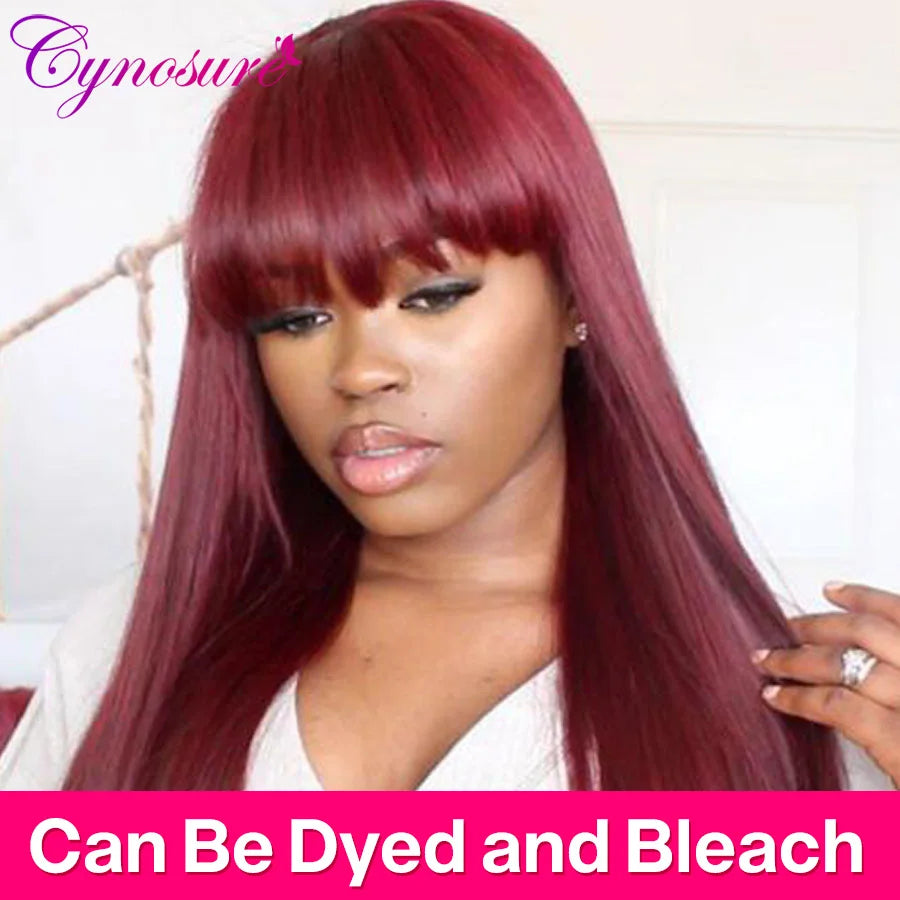 Cynosure Human Hair Wigs With Bangs Wig With Bangs Human Hair Brazilian Straight Hair Wigs For Black Women Remy Hair Wigs