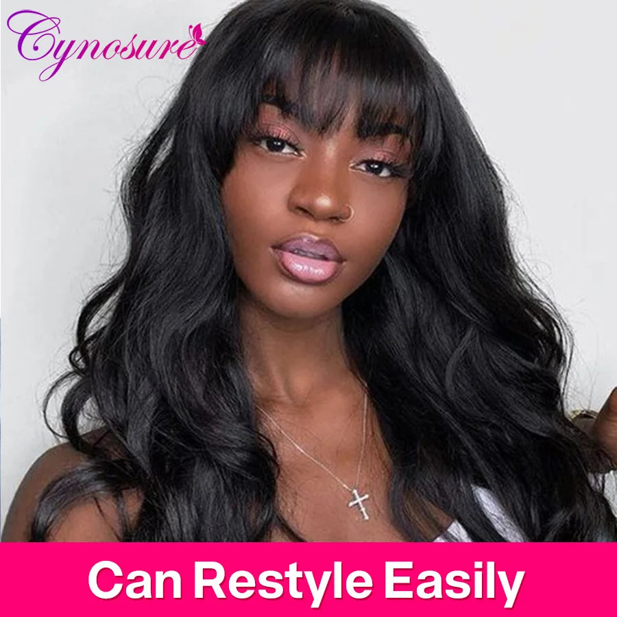 Cynosure Human Hair Wigs With Bangs Wig With Bangs Human Hair Brazilian Straight Hair Wigs For Black Women Remy Hair Wigs