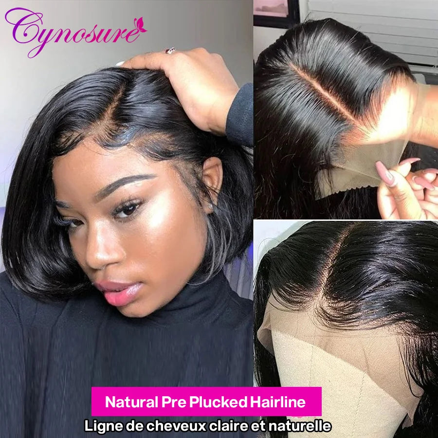 Cynosure Short Bob Wig Lace Front Human Hair Wigs For Women Pre Plucked With Baby Hair 13x4 Straight Lace Frontal Human Hair Wig