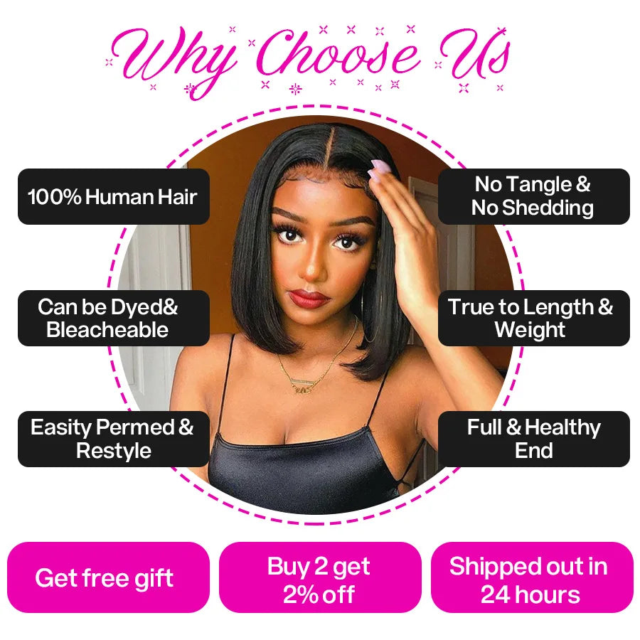Straight Bob Human Hair Wigs 13X5X1 Lace Closure Bob Wigs Straight Short Bob Wig Cynosure Brazilian Lace Frontal Human Hair Wigs