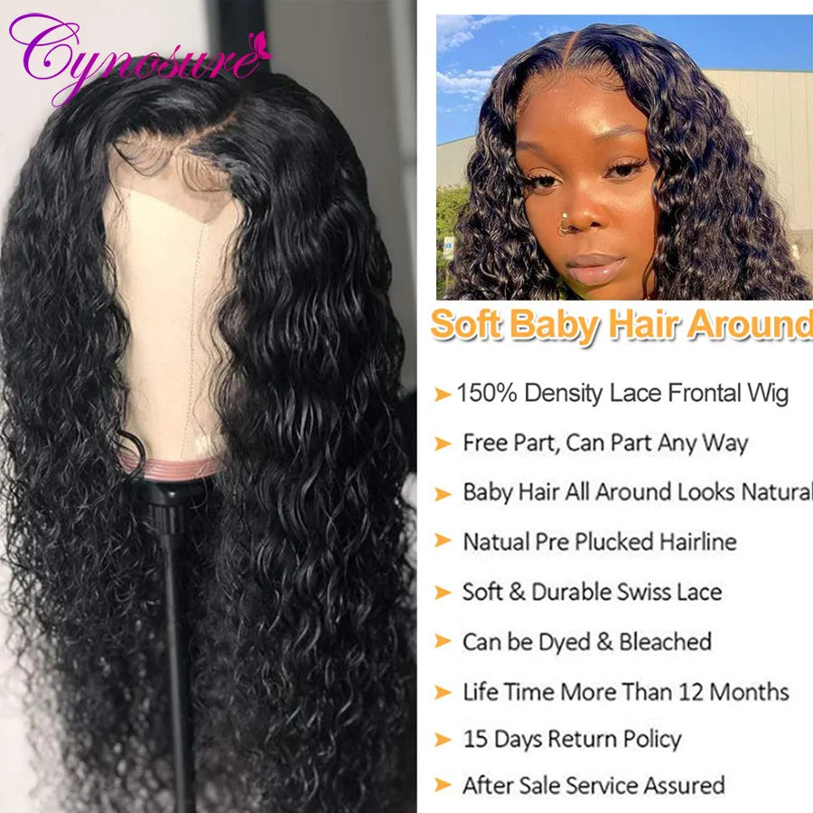 Cynosure Deep Wave Frontal Wig 13x6 HD Lace Frontal Human Hair Wigs For Women Preplucked Deep Curly Lace Front Human Hair Wigs