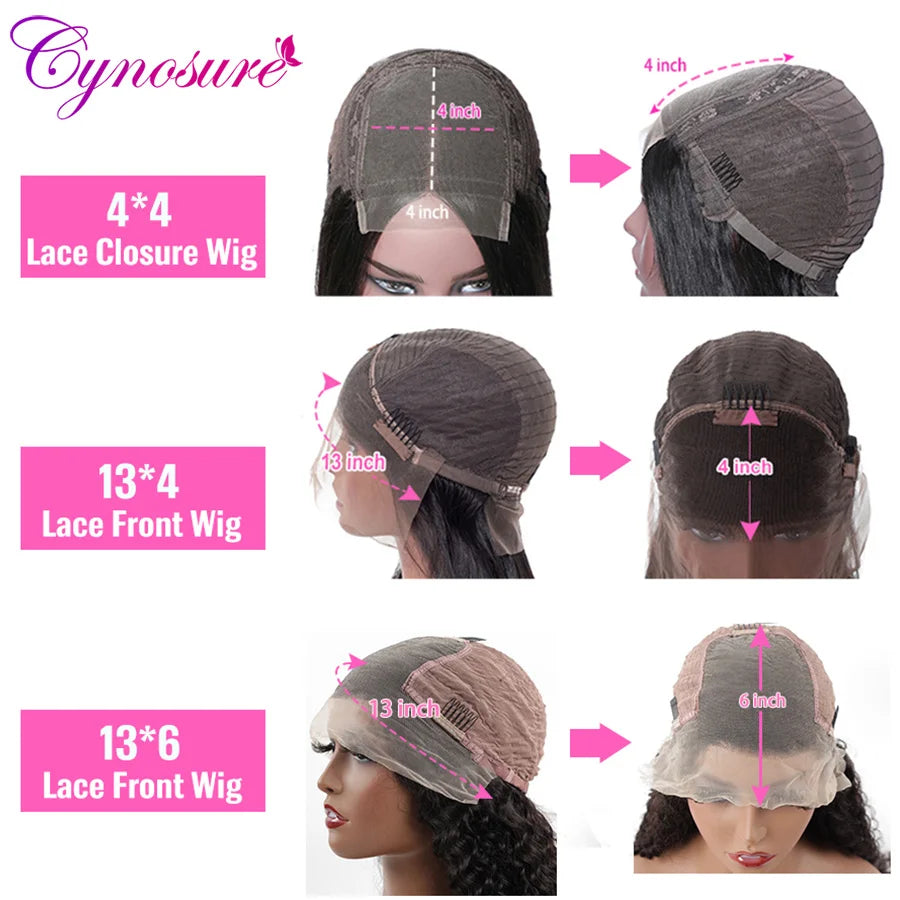 Cynosure 13x4 Curly Lace Front Human Hair Wigs For Black Women Pre Plucked Malaysian Kinky Curly 4x4 Lace Closure Wig Remy Hair
