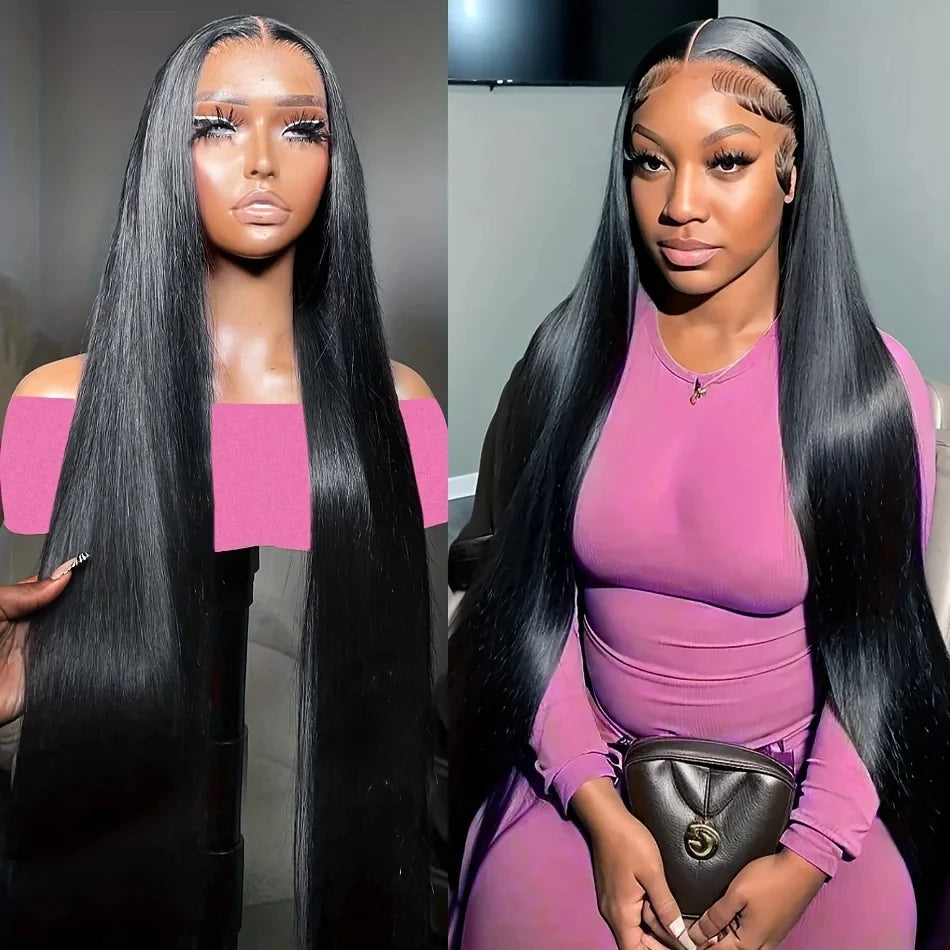 28 Inch Straight Lace Front Wigs for Black Women Brazilian HD Lace Frontal Wig 13X4 Transparent Lace Front Human Hair Wigs
