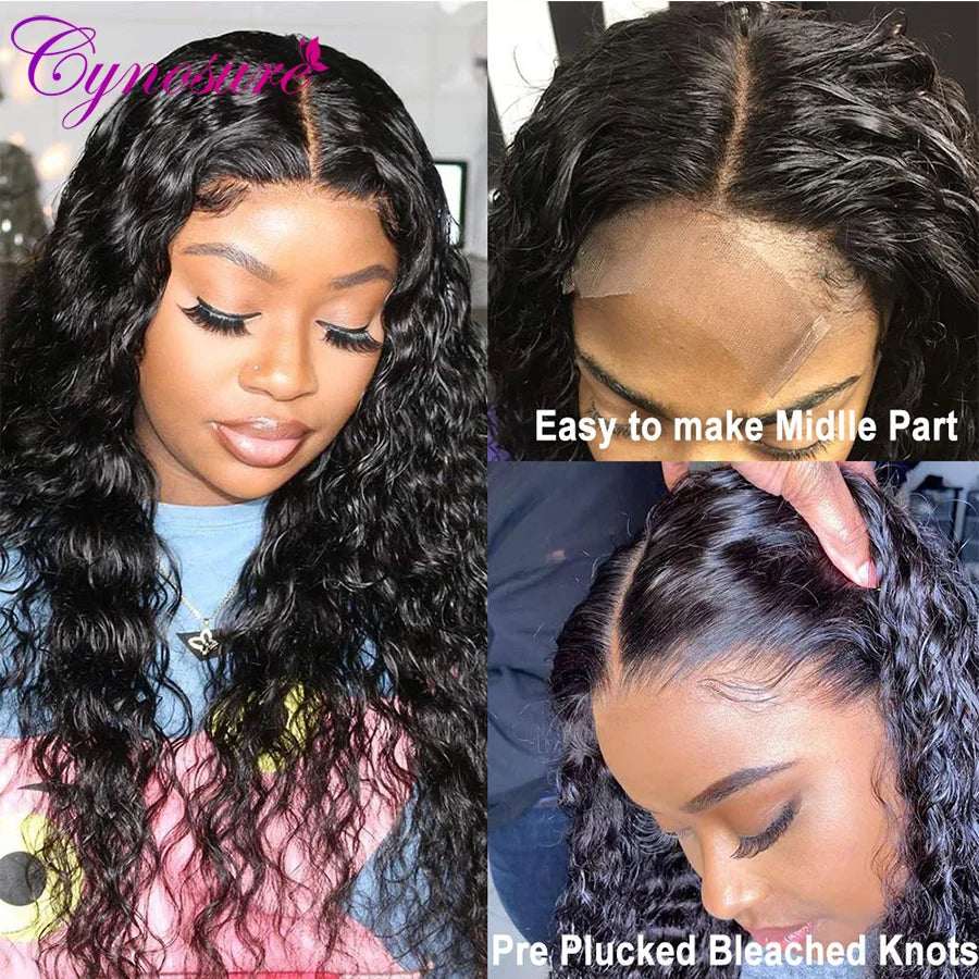 Cynosure Deep Wave Frontal Wig 13x6 HD Lace Frontal Human Hair Wigs For Women Preplucked Deep Curly Lace Front Human Hair Wigs