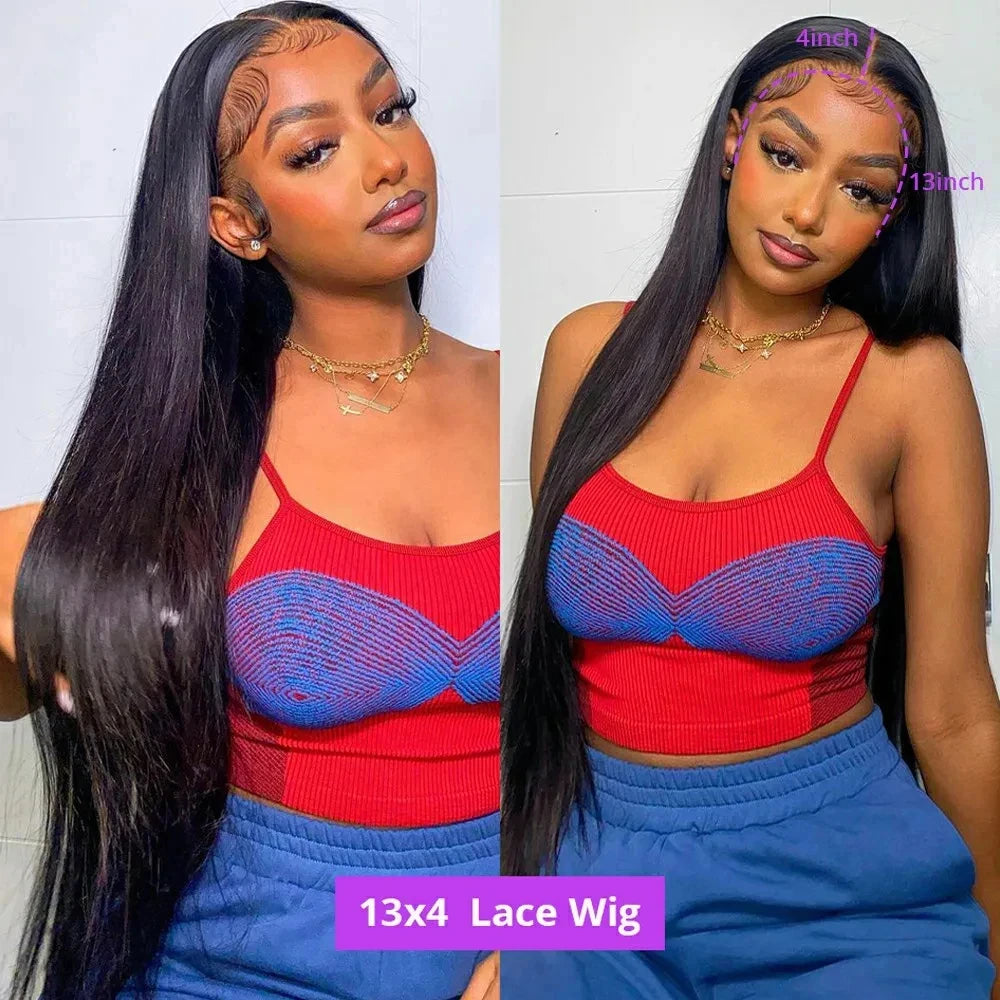 28 Inch Straight Lace Front Wigs for Black Women Brazilian HD Lace Frontal Wig 13X4 Transparent Lace Front Human Hair Wigs