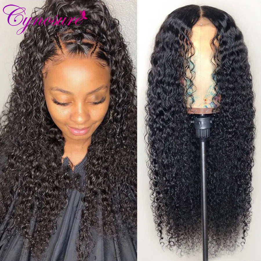 Cynosure 13x4 Curly Lace Front Human Hair Wigs For Black Women Pre Plucked Malaysian Kinky Curly 4x4 Lace Closure Wig Remy Hair