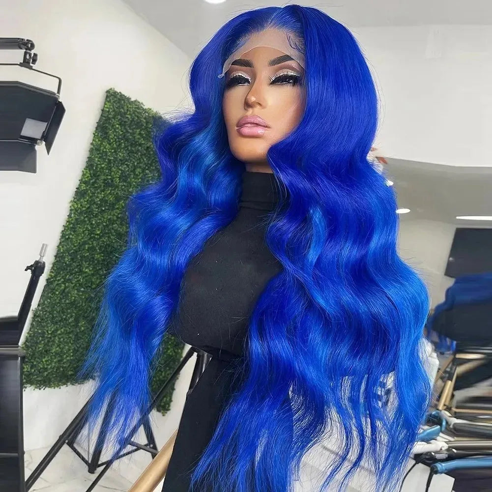 Blue Highlight Ombre Blonde Wig Body Wave Lace Frontal Wigs 13X4 HD Lace Wig Synthetic High Quality Pre Plucked Daily Cosplay