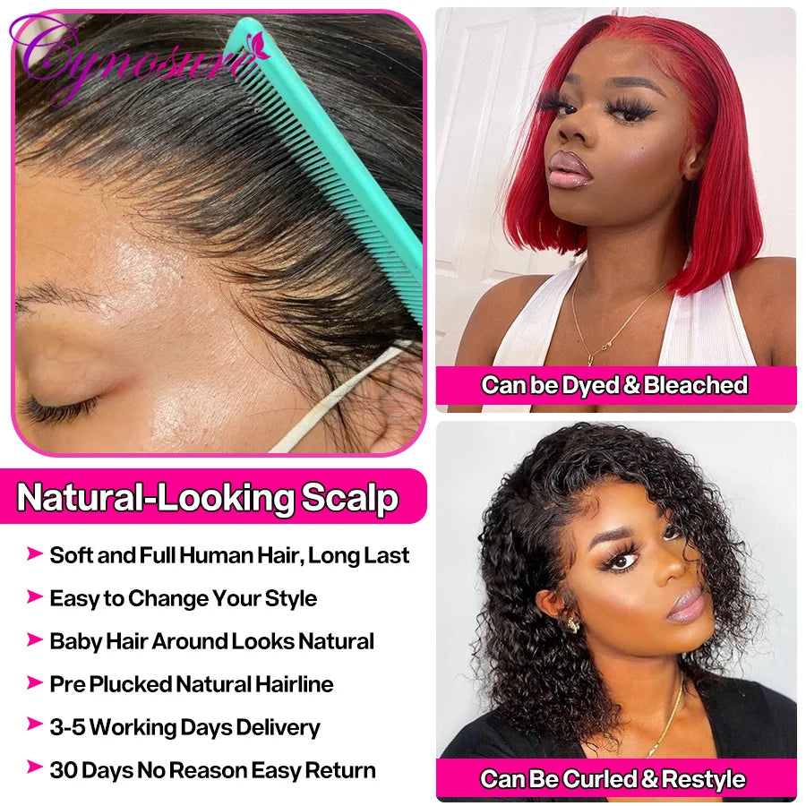 Cynosure Short Bob Wig Lace Front Human Hair Wigs For Women Pre Plucked With Baby Hair 13x4 Straight Lace Frontal Human Hair Wig