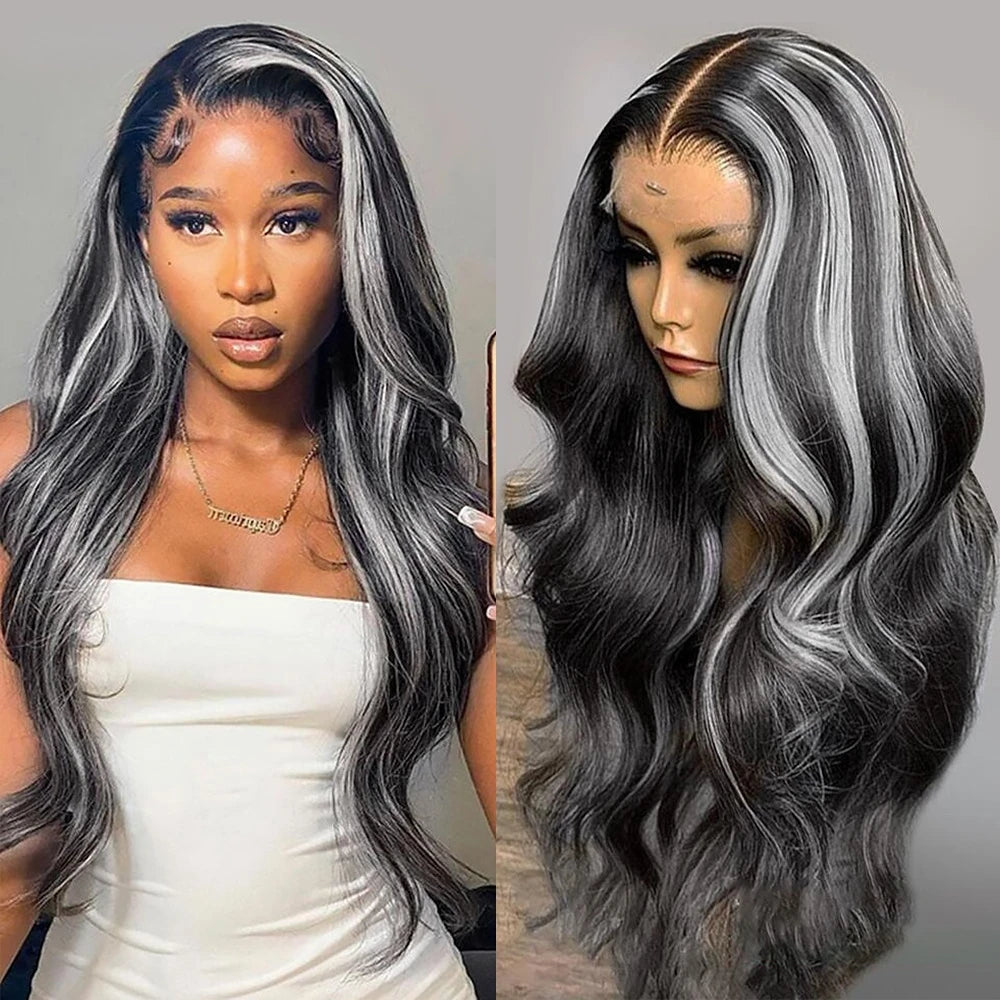Blue Highlight Ombre Blonde Wig Body Wave Lace Frontal Wigs 13X4 HD Lace Wig Synthetic High Quality Pre Plucked Daily Cosplay