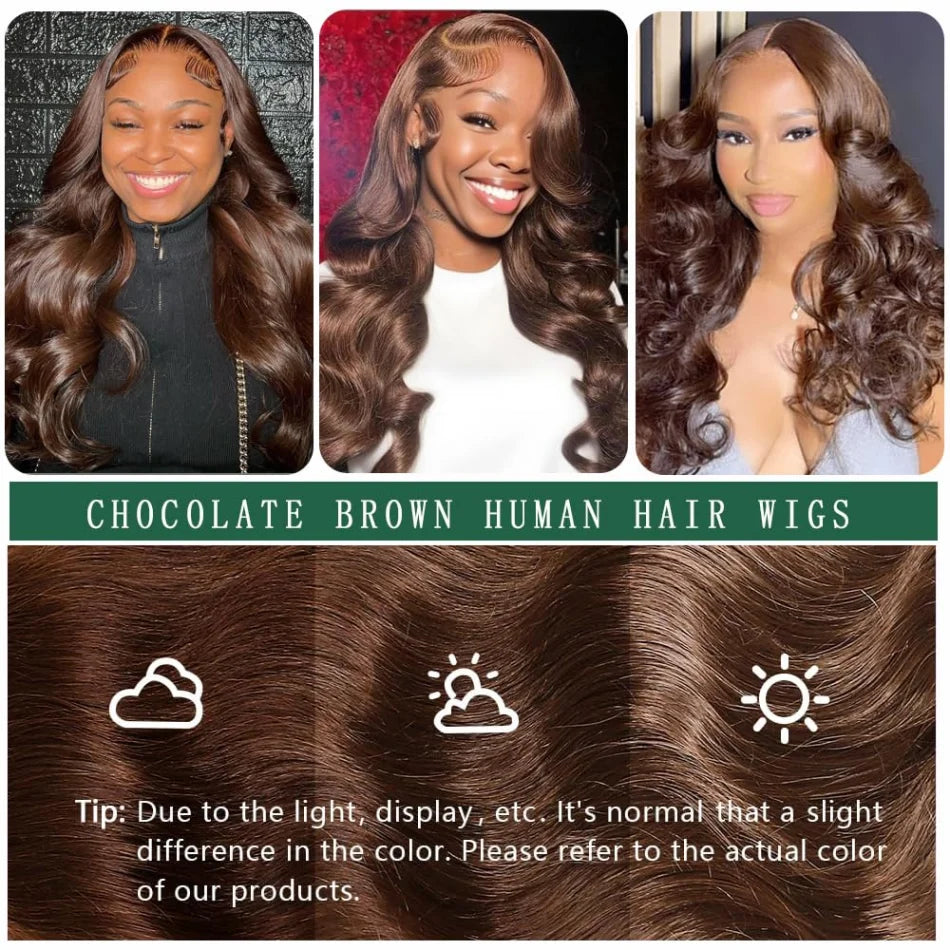 30 36 Inch Chocolate Brown Human Hair Wigs 13X6 Hd Lace Frontal Wig Body Wave Lace Front Wig Pre Plucked Brazilian Wigs Original