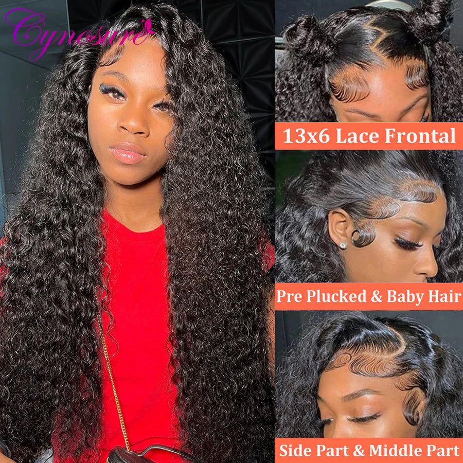 Cynosure 13x4 HD Transparent Lace Front Human Hair Wigs PrePlucked with Baby Hair Brazilian Kinky Curly 13x6 Hd Lace Frontal Wig