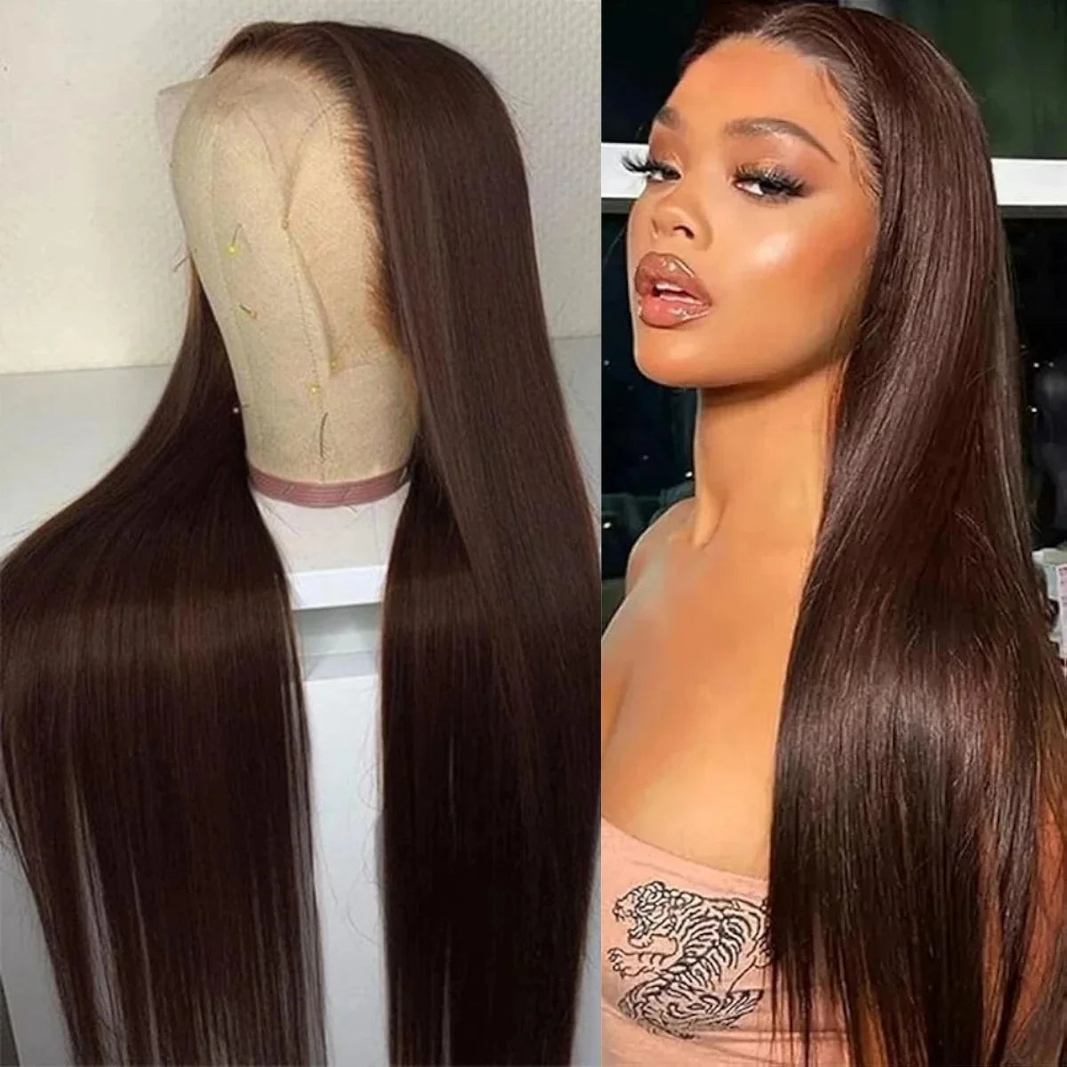 HD 13x6 13x4 Lace Frontal Wigs 100% Raw Vietnamese Chocolate Brown Straight Virgin Hair Pre Plucked Lace Front Human Hair Wigs