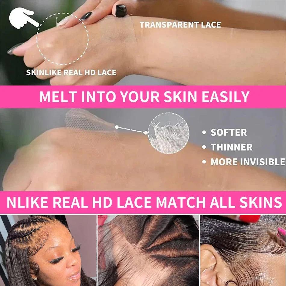 Bone Straight Lace Front Wig 100% Human Hair Wigs For Women Peruvian Human Hair Remy Transparent HD Lace Frontal Wig Pre Plucked