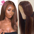 13X6 HD Dark Brown Wigs 13x4 360 Transparent Lace Frontal Wig 100% Chocolate Brown Human Hair Wigs Straight 4x4 Lace Closure Wig