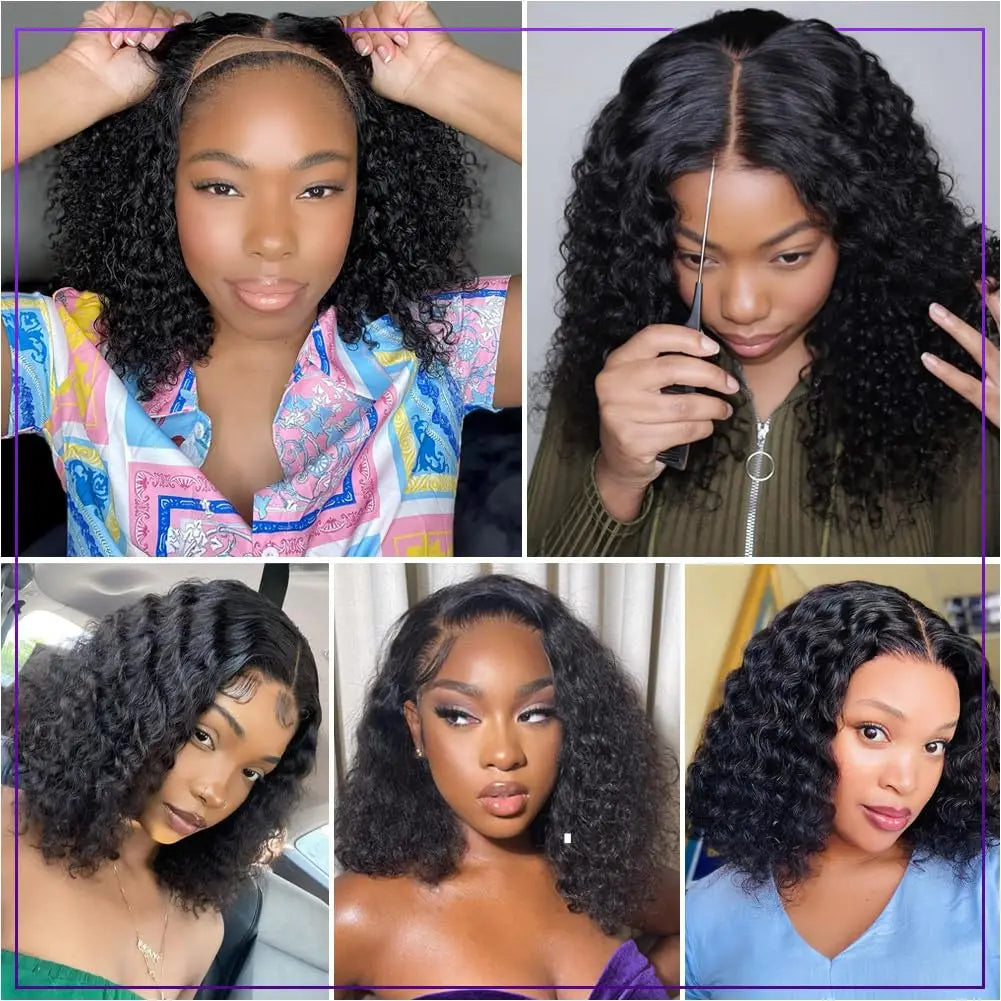 13x4 HD Lace Frontal Bob Wig Human Hair 100% Deep Curly Short Bob Glueless Wig Human Hair Jerry Curly 250% Lace Front Bob Wigs