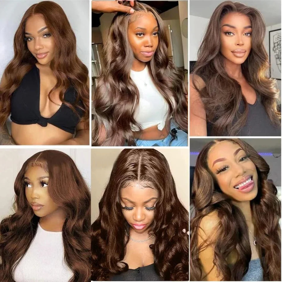 30 36 Inch Chocolate Brown Human Hair Wigs 13X6 Hd Lace Frontal Wig Body Wave Lace Front Wig Pre Plucked Brazilian Wigs Original