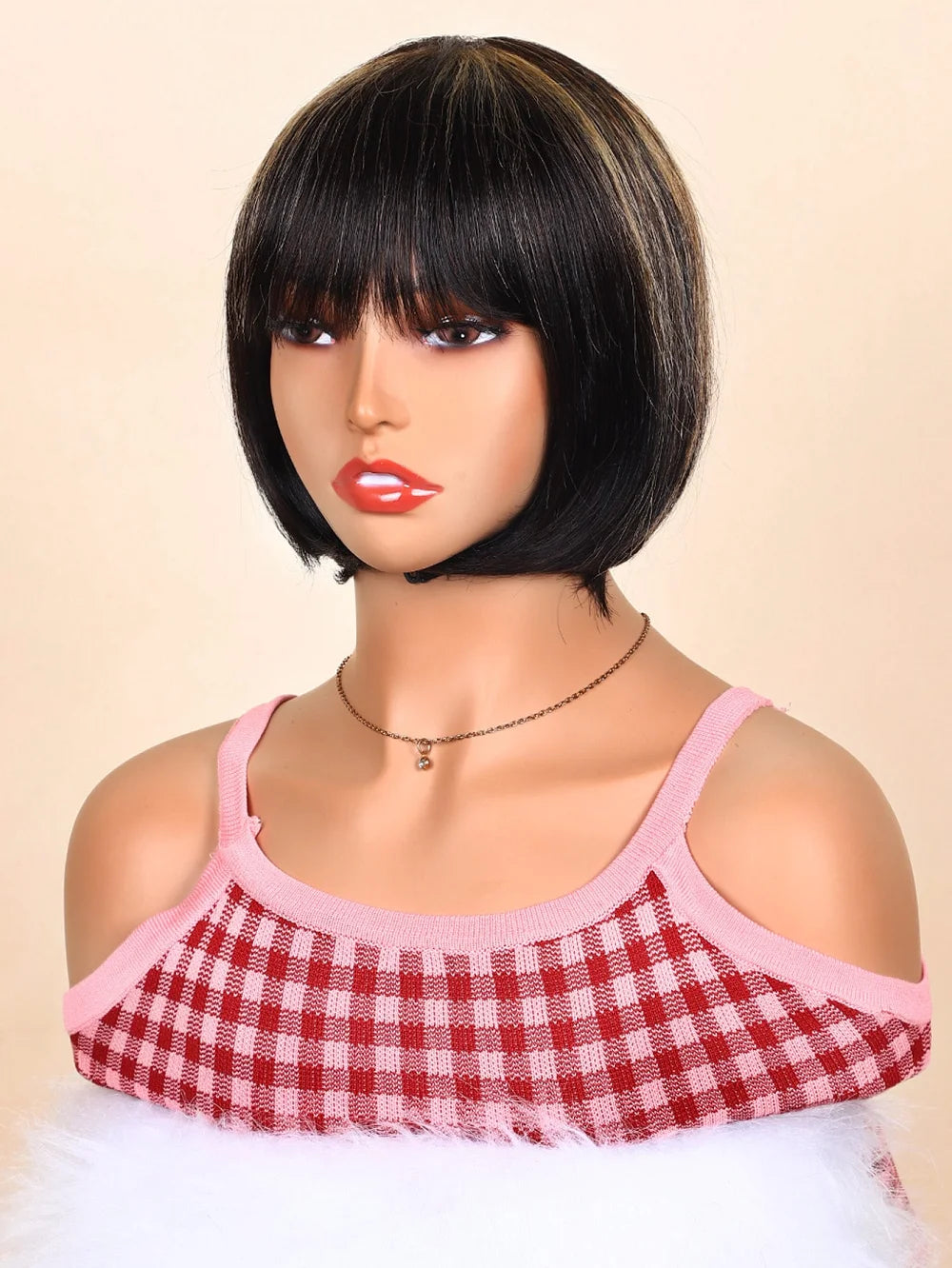 Bob Wig Human Hair Wigs For Women Straight Wig Human Hair Brown Wig With Bangs Short Human Hair Straight Brazilian Hair Wigs