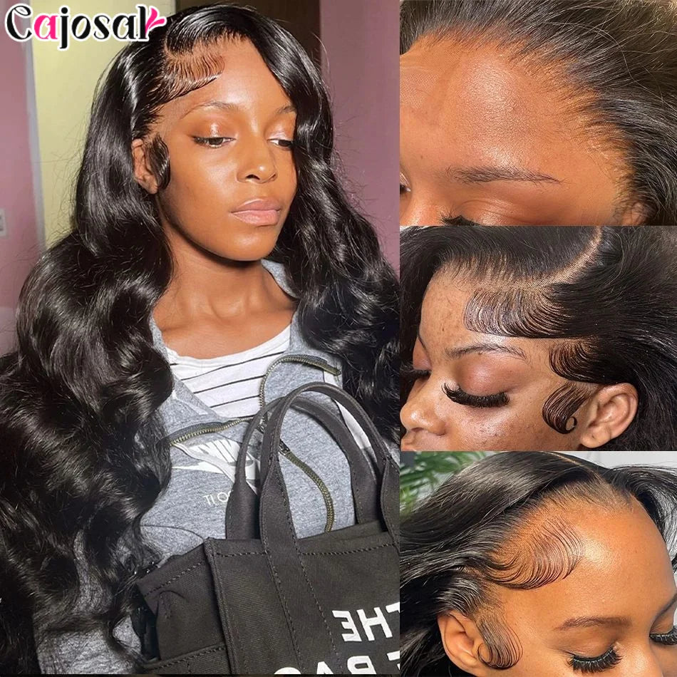 360 Full Lace 250% 13x6 HD Lace Frontal Wig 13x4 Frant Silky Body Wave Curly Remy Human Hair Dark Black Glueless Pre Plucked