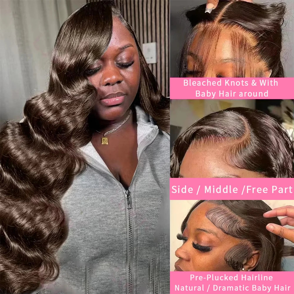 Body Wave Lace Front Wig Human Hair 13x6 HD Lace Chocolate Brown Human Hair Wig Upgrade Ready to Wear 4x4 13x4 Lace Glueless Wig