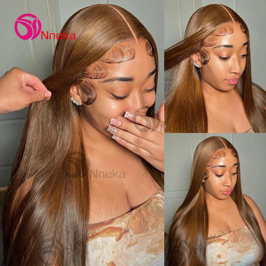 Chocolate Brown Lace Front Wigs Bone Straight Human Hair Wigs 13x4 13x6 Hd Lace Frontal Wig 30 Inch Lace Front Wig Human Hair