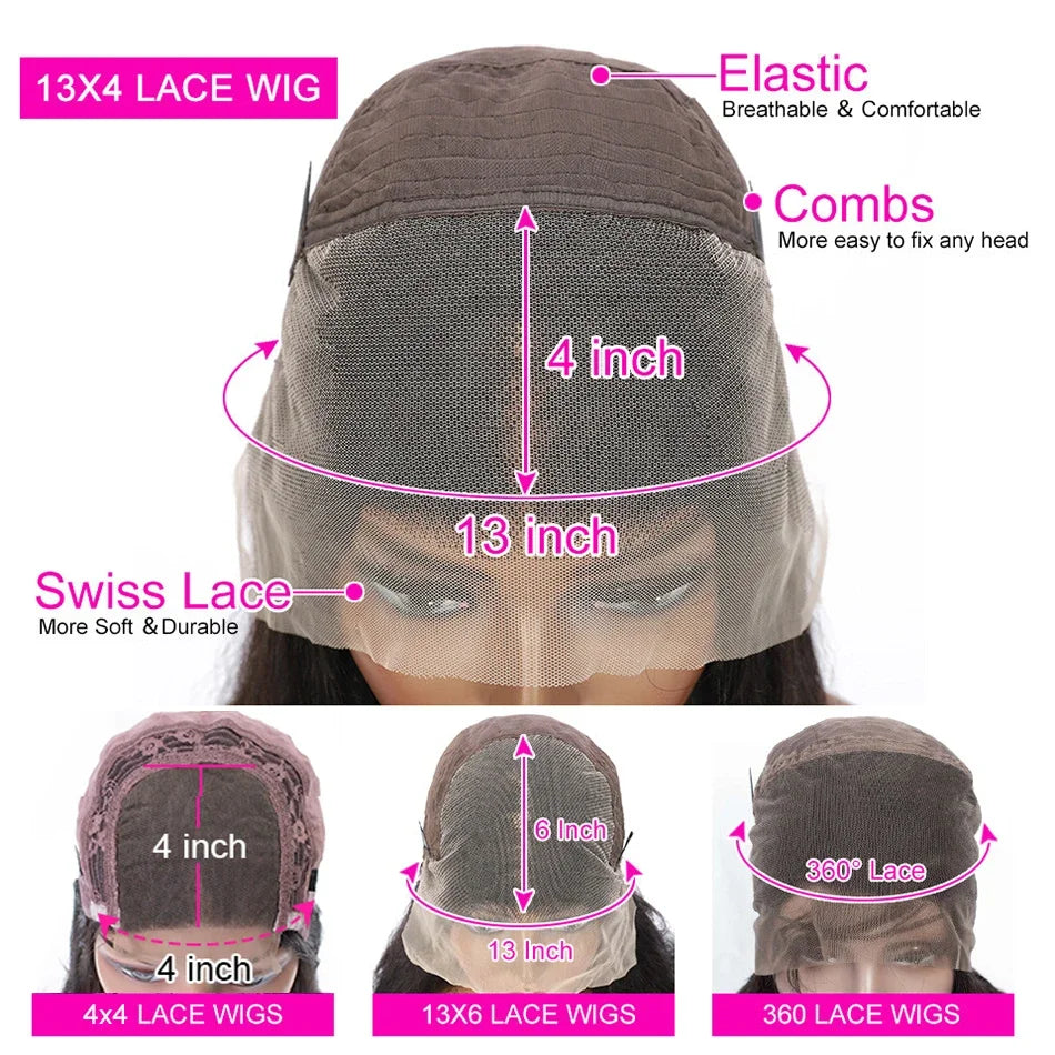 250% 360 Full Lace 13x6 HD Lace Frontal Wig 13x4 Front Silky Straight Remy Human Hair Dark Chocolate Brown Pre Plucked Glueless