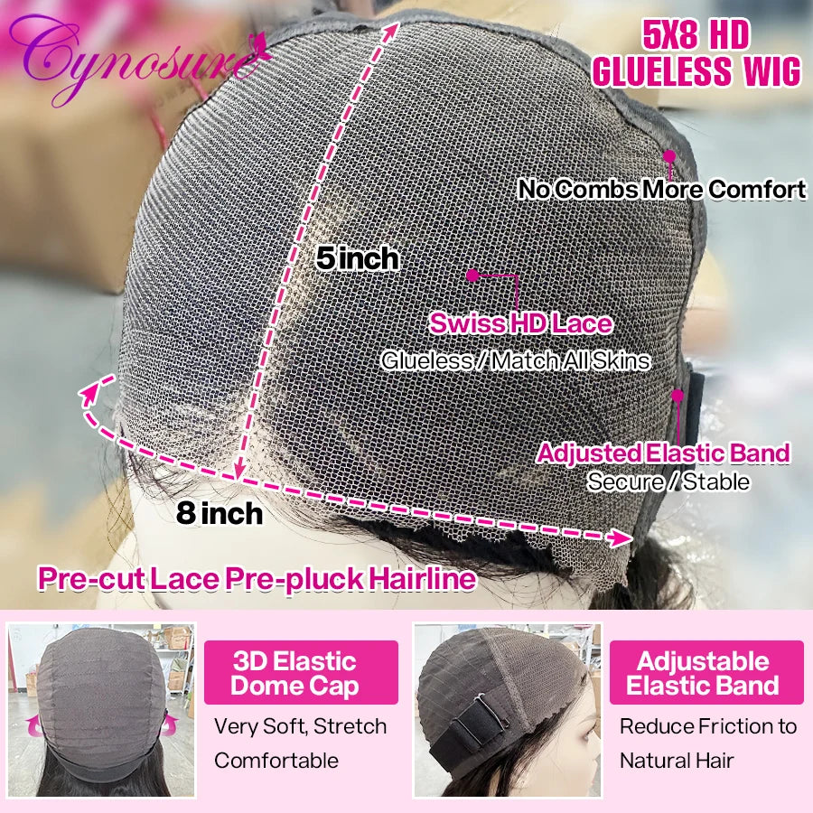 Cynosure 13x6 HD Lace Frontal Wig Preplucked Glueless Wig Human Hair Ready to Wear 13x4 Body Wave Human Hair Wigs for Women